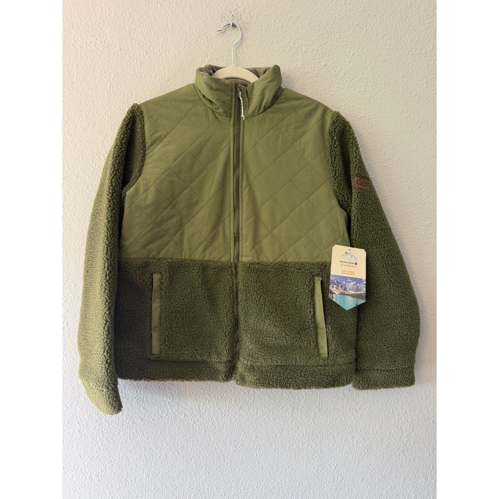 Mountain And Isles Mixed Media Full Zip Sherpa Jacket Pine Green MW14184 Medium